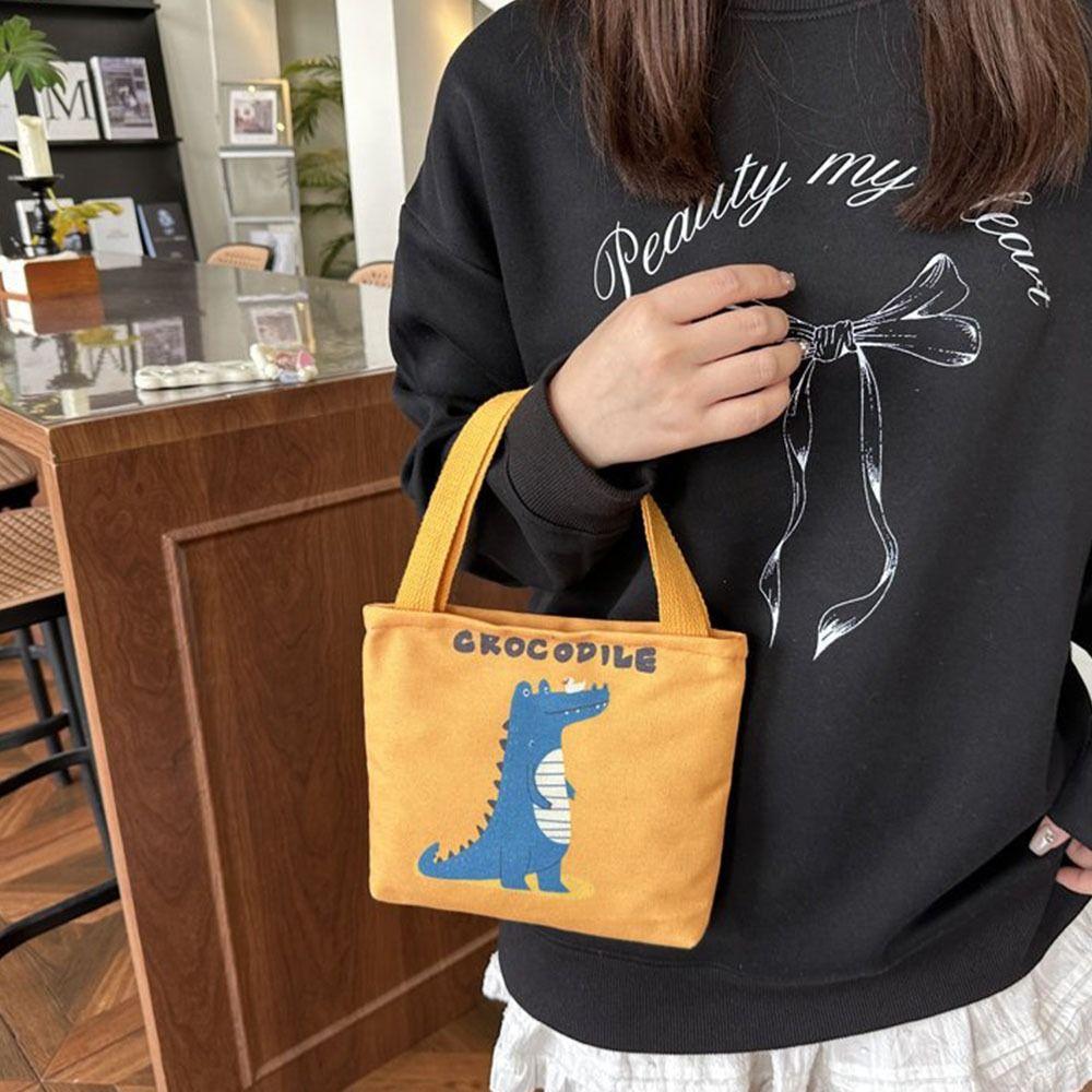 Süße Mini-Canvas-Tasche Koreanischer Stil Tragbare Damen-Handtasche Lunchtasche Cartoon Geldbeutel Kopfhörer-Aufbewahrungstaschen Lunchtasche