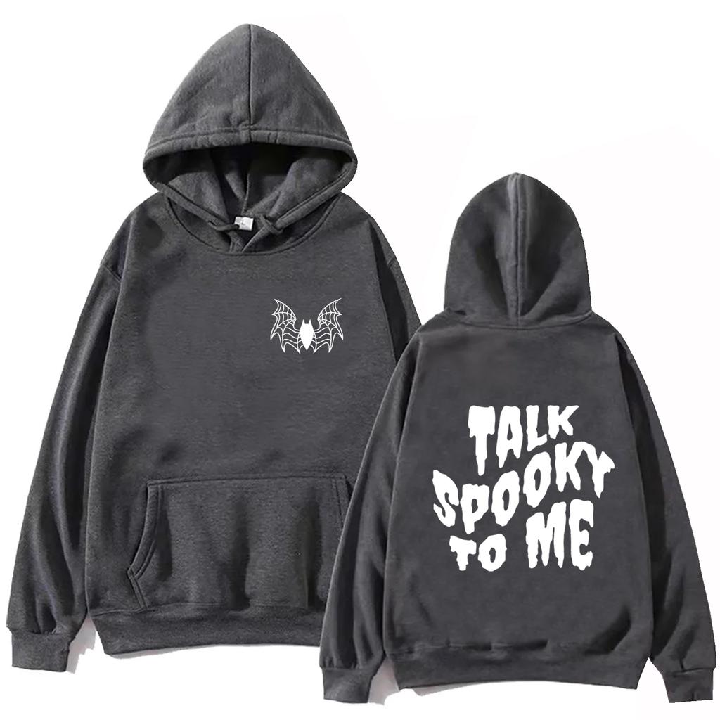 Talk Spooky To Me Halloween Spooky Hoodie Women and Man Printing Spring and Summer Halloween Party Casual Long Sleeve