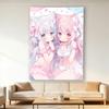 Cute Pink 2D Galgame Tapestry  Wall Hanging for Bedroom Dorm 2D Character Anime Home Decor