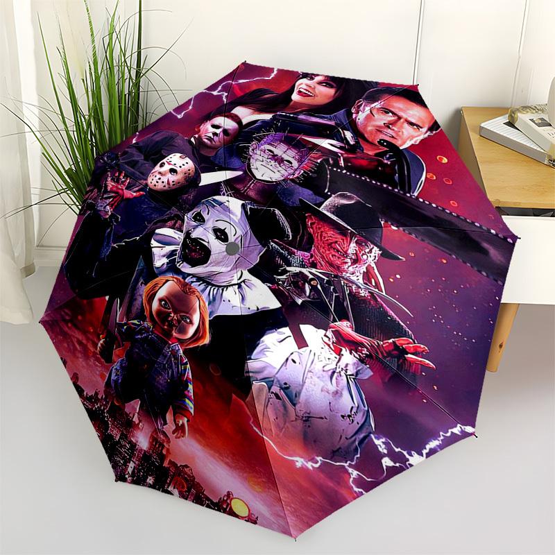 

Horror Icons, Movie Poster Themed Automatic Opening and Closing Umbrella, Compact Travel Umbrella, Lightweight and Portable, Suitable for Be