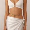 Chic Vintage Heart Hollow Out Waist Chain Bohemian Gold Metal Belly Chain Adjustable Body Chain for Women Beach Party Dress