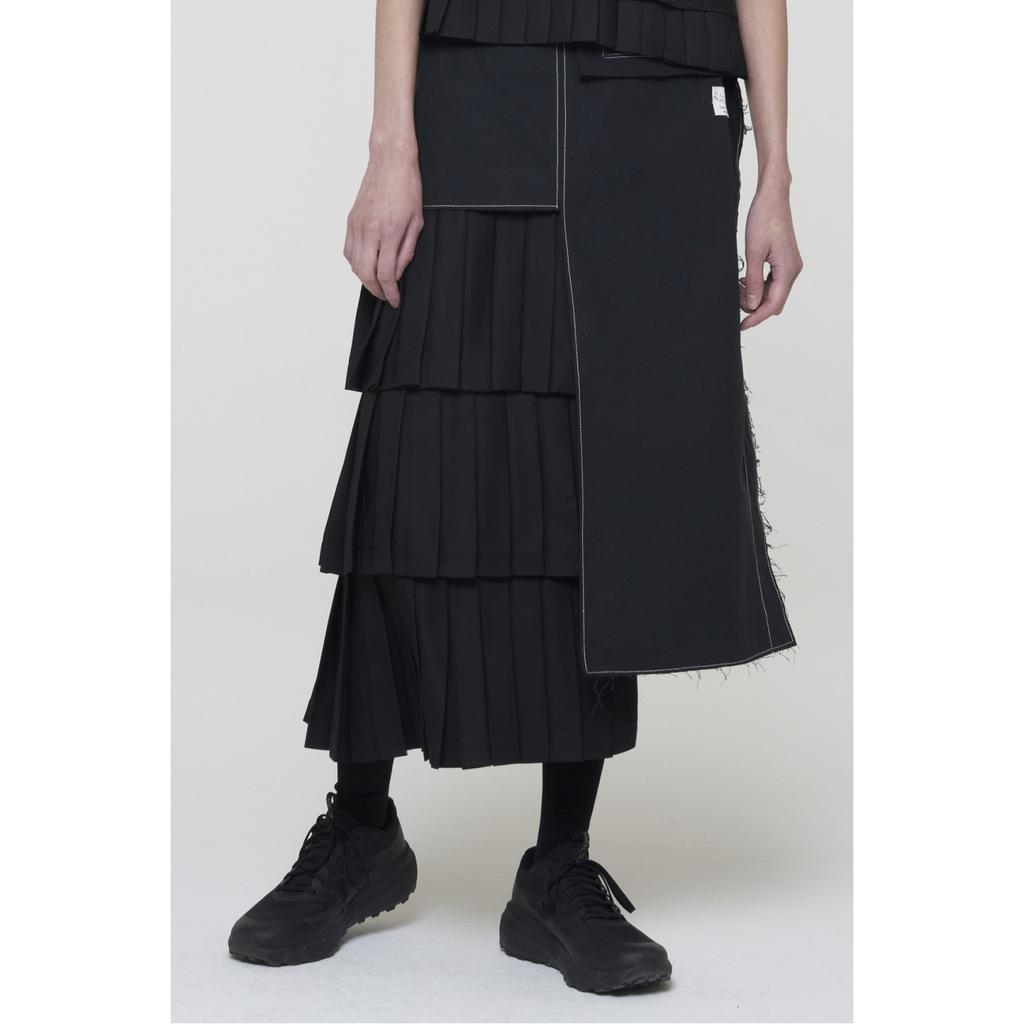 RECODE Unbalanced Pleated Skirt_Rqkam24532Bkx