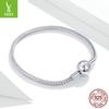S925 Sterling Silver Simple Basic Snake Bone Bracelet, Versatile Platinum Plated Single Bracelet Scb201