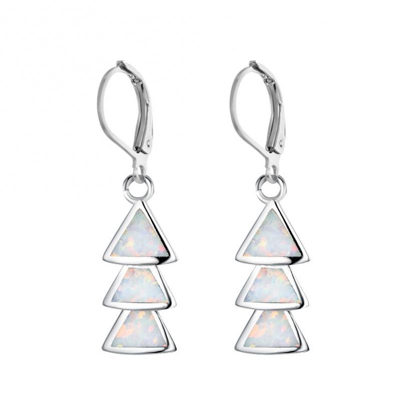 

Hot Sale Three Blue Triangular Earrings Female Long Pendant Earrings Creative Temperament Accessories