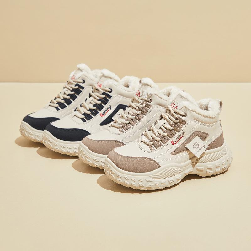 New High-top Fleece Dad Shoes for Winter Female Students Increase Height and Keep Warm and Leisure