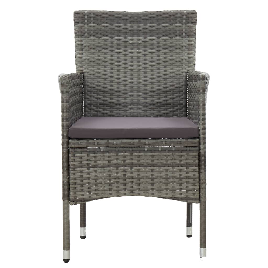 11 pc Outdoor Dining Set Grey Poly Rattan