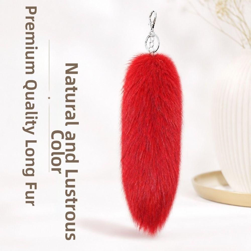 Plush Faux Fur Charm Long Tail Plush Tail Pendant Cute Plush Tail Keychain Handbag Accessory