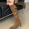 Winter Spitzzehen Damen Modern Lange Stiefel Streetstyle Dünne Absätze Party Stripper Weibliche Kniehohe Schuhe