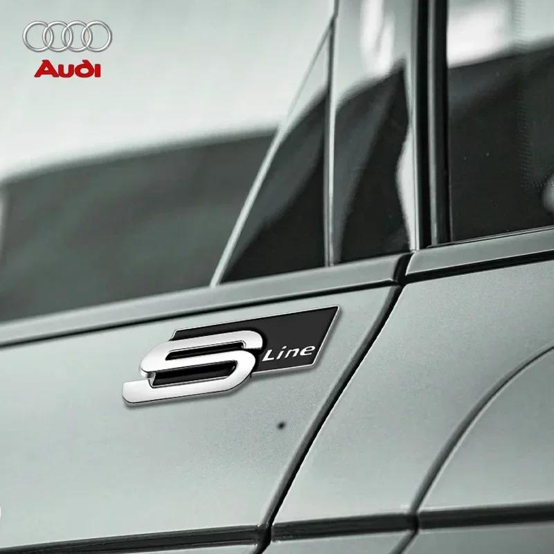 1Pcs Metal S Line Logo Car Bod1Pcs Car Styling S Line Logo Car Body Trunk Decoration Fender Metal Sticker For Audi A3 A4 A6 A8L