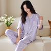 Pajamas women's high-end 1011 new summer women's fashion short-sleeved trousers cotton can be worn outside loungewear