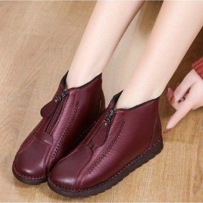 Shoes Large Size Cotton Boots Short Boots Women's Winter Mother Shoes Medium Old Beef Tendon Soft Sole Non-slip Flat Bottom Velvet Cotton Shoes