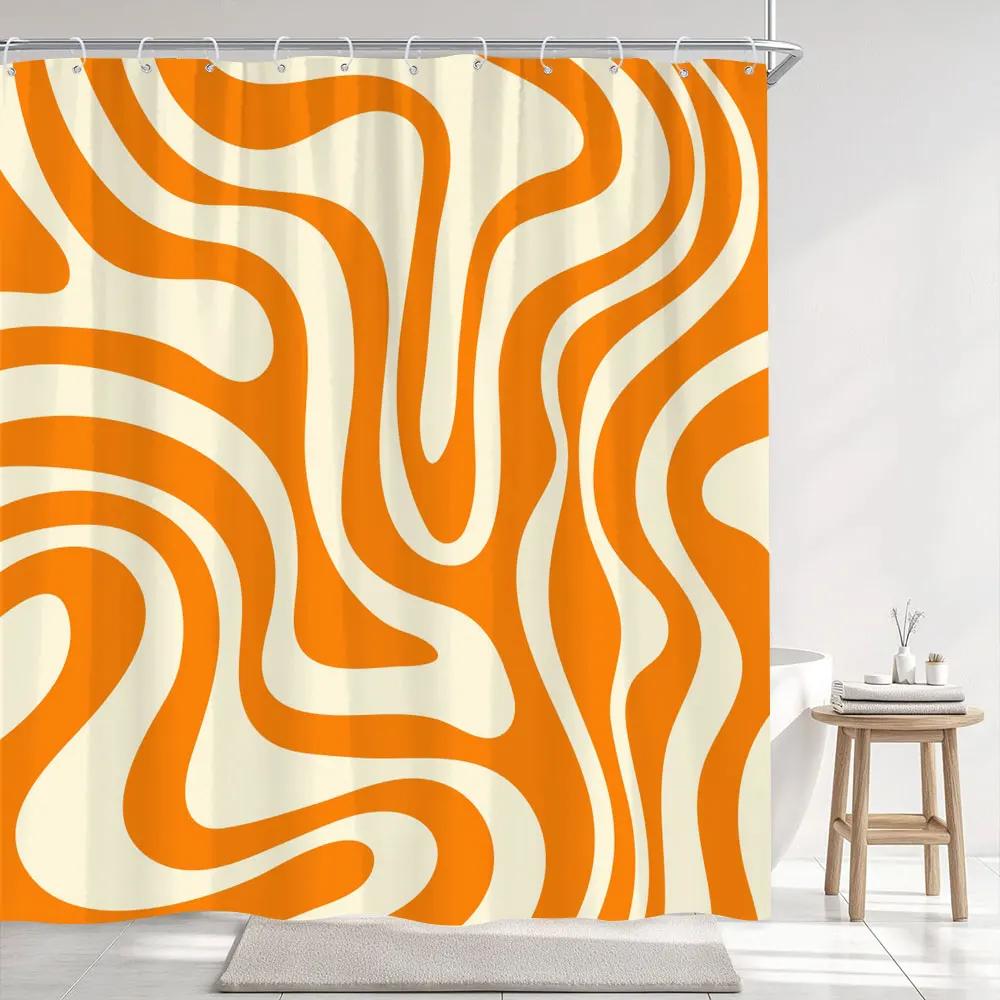 Abstract Geometric Lines Shower Curtain Simple Modern Style Striped Printed Polyester Fabric Shower Curtains Bathroom Decoration