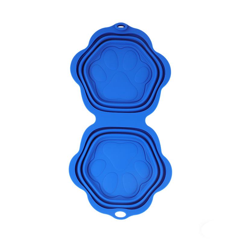 Dog Cat Folding Bowl Single Double Bowl Silicone Bowl Portable Bowl For Going Out Drinking And Feeding 2-In-1 Bowl Pet Supplies