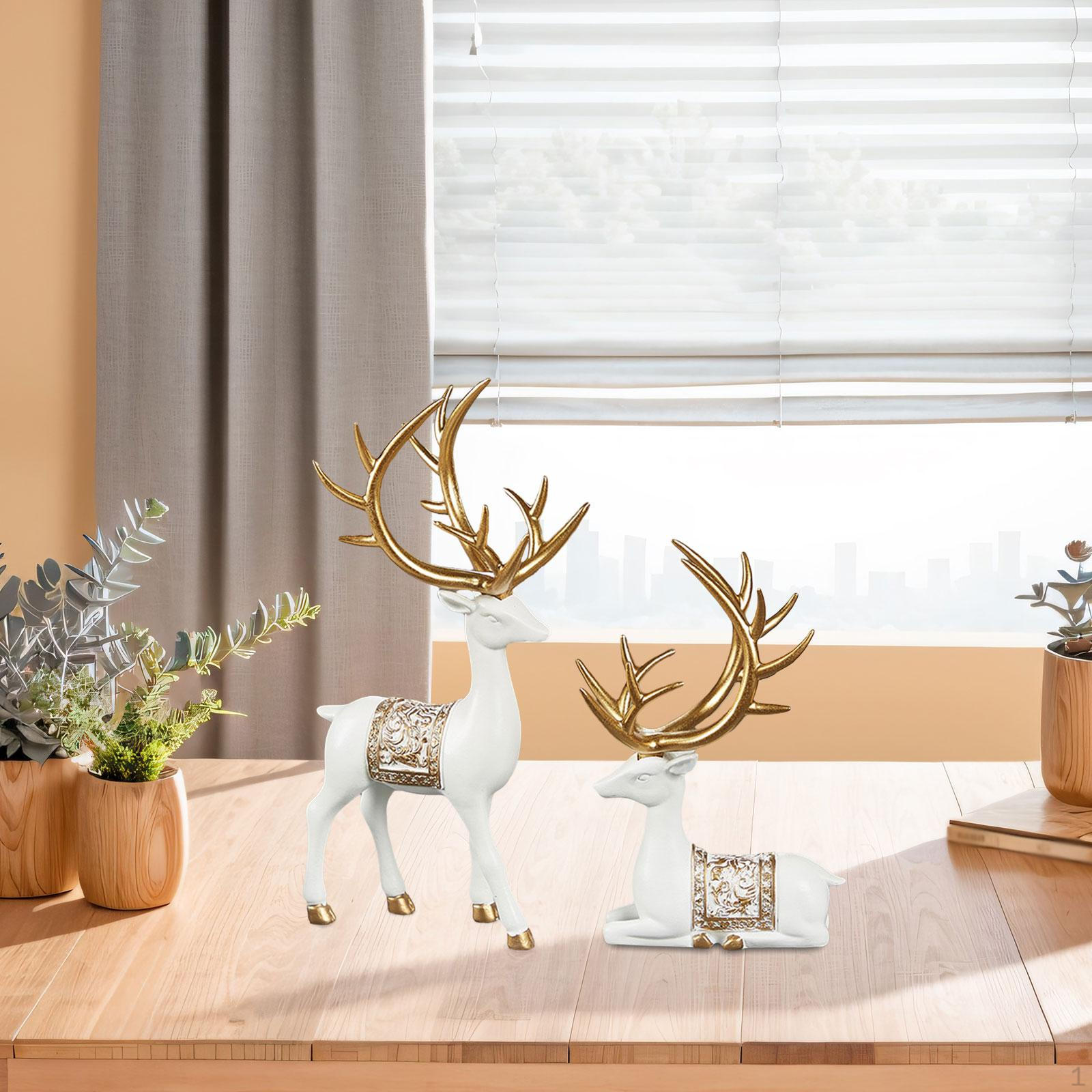 

2 шт., статуя лося из смолы, скульптура оленя, фигурка животного, фигурка для фермерского дома белый