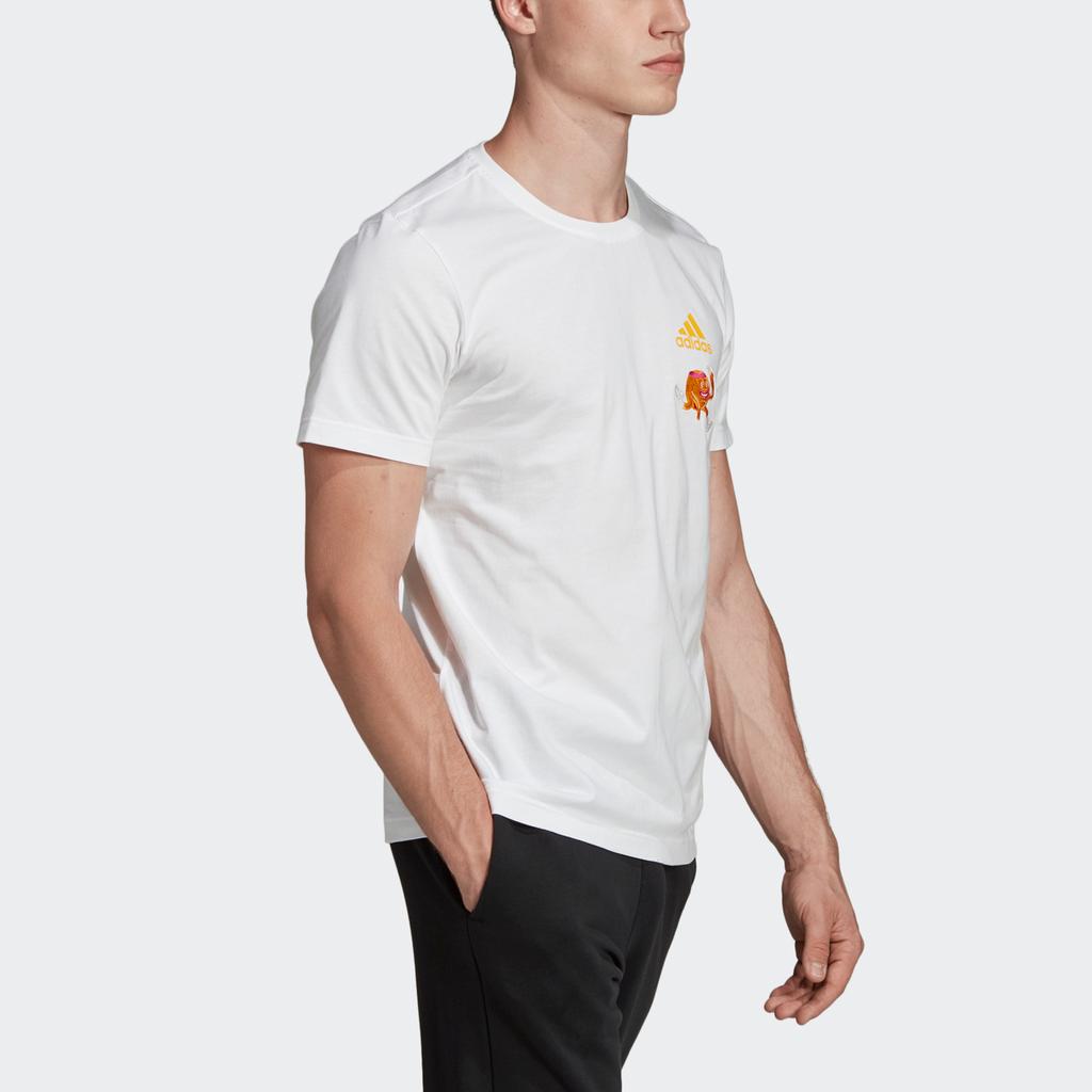 Adidas Embroidery Gfx Cartoon Print Casual Sports Round Neck Short Sleeve T-Shirt Men Tops White FM9449