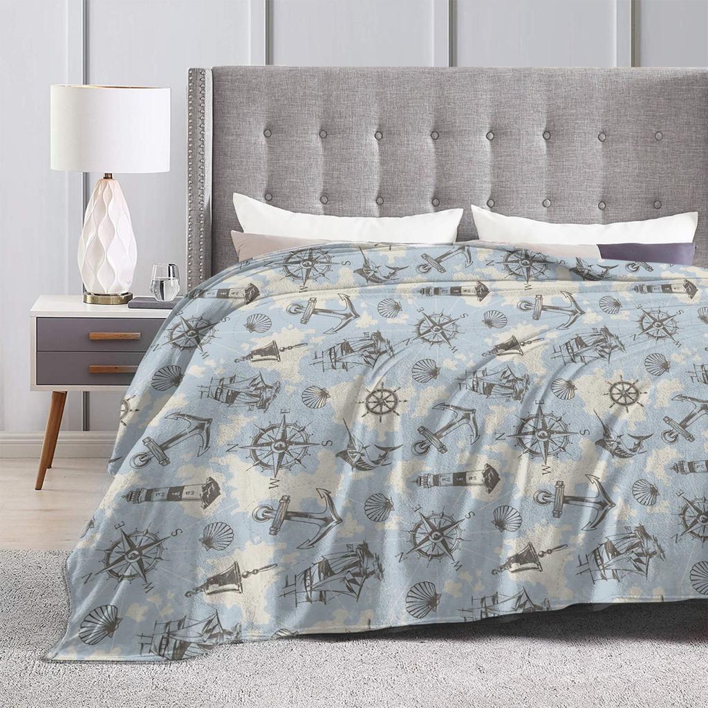 Nautical Anchor Boat Flannel Blankets Winter Warm Soft Bedding Throws Boys Couch Chair Street Trend Bedspread Sofa Bed Cover