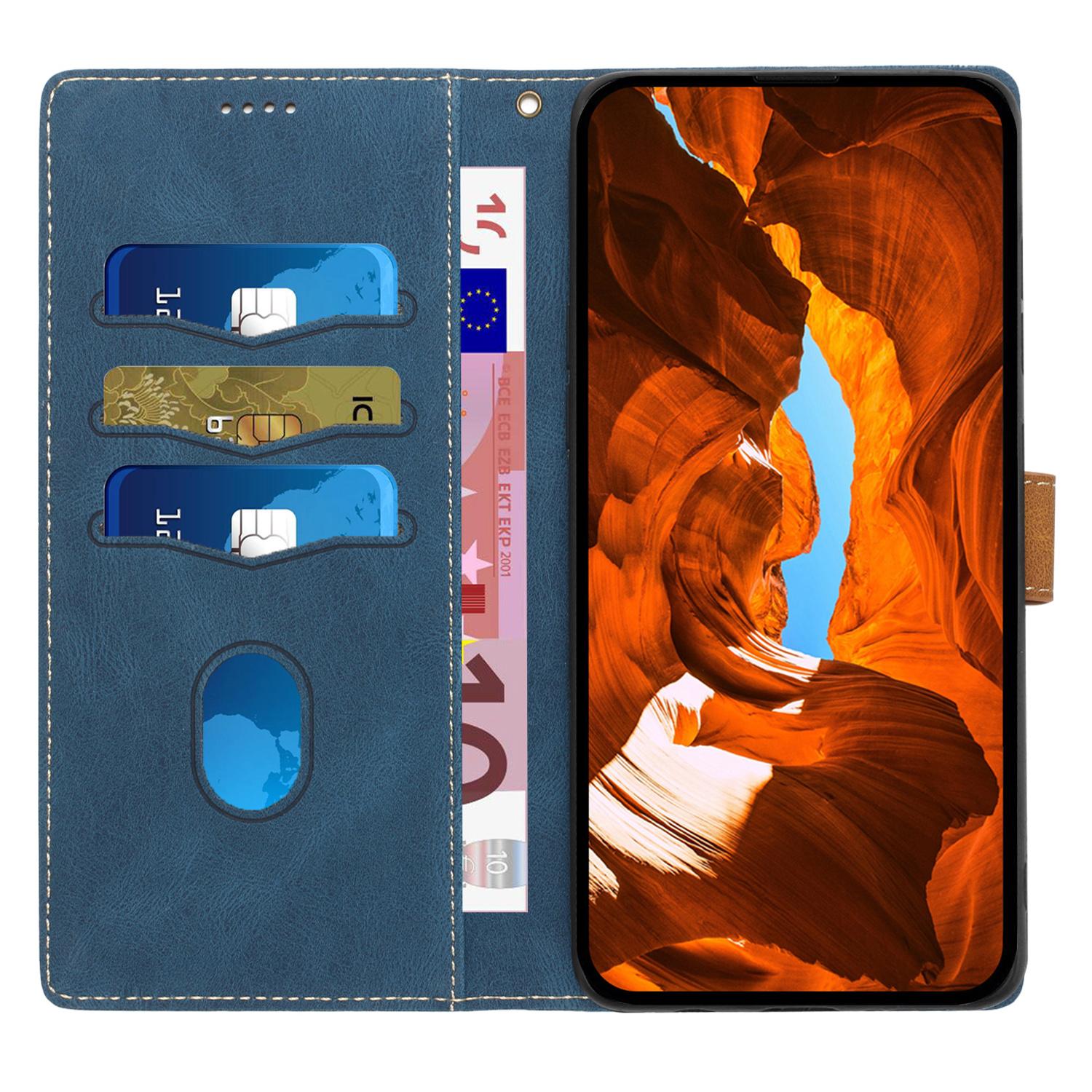 

For iPhone 16 Case Grid Splicing Wallet Card Slots PU Leather Phone Cover