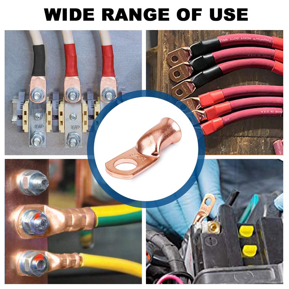 2 Stück = 1 Set rote Kupfer-Ringkabelschuhe, Lötanschlüsse M6/M8/M10, Kabelverbinder-Set für blanke Kabel