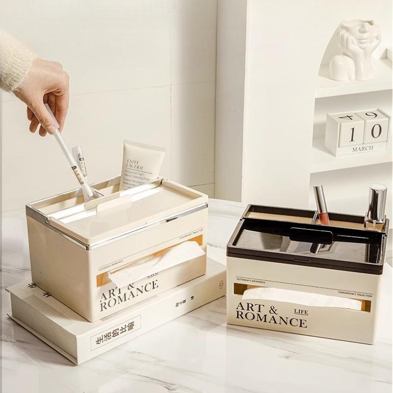 Light Luxury Tissue Box Holder Organizer Home Living Room Coffee Table Multifunctional Bedroom Desk Remote Control Storage Rack