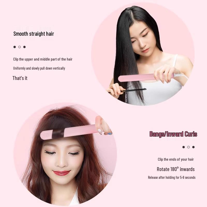 Mini Prostownica i Lokówka Dwu-Funkcyjna do Grzywki, Mała Prostownica i Przenośna Karbownica