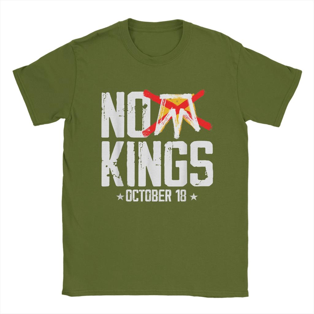 Herren T-Shirts No Kings 18. Oktober No Kings Day Lustiges Reines Baumwoll T-Shirt Kurzarm T-Shirts Rundhals Kleidung Geschenkidee