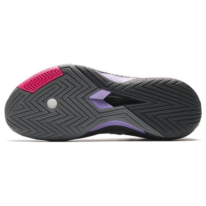 Anta Quick Battle 5 Cushioning Wear-Resistant Mid-Top Basketball Shoes Men's Black Gray Purple Sneakers 112341113-8