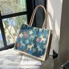 Street Style Linen Tote Bag With Magnetic Closure For Casual Daily Use