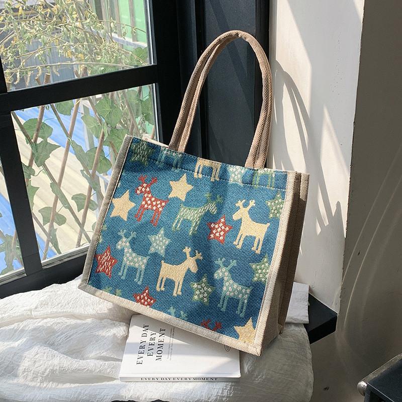 Street Style Linen Tote Bag With Magnetic Closure For Casual Daily Use
