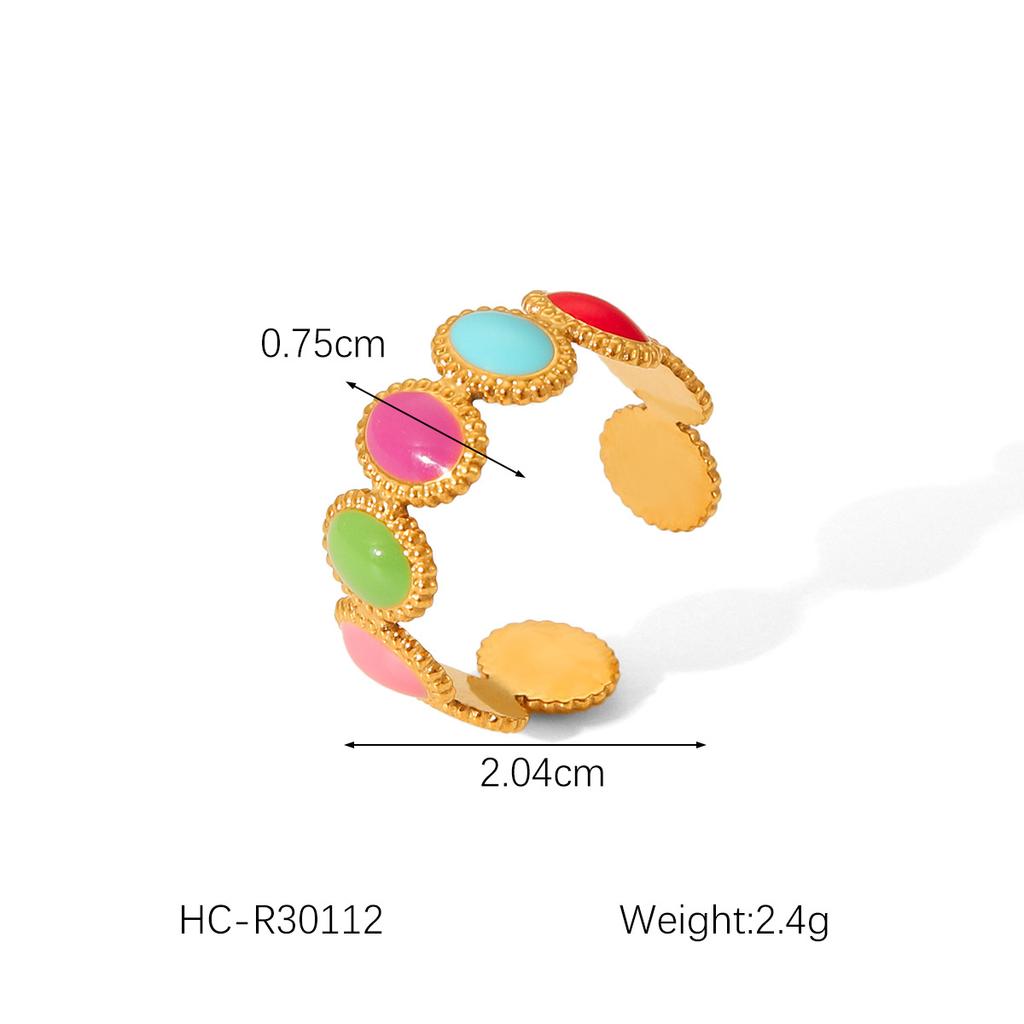 Trendy style titanium steel jewelry, 18K gold stainless steel open ring, oil drop ring, non-fading hand jewelry