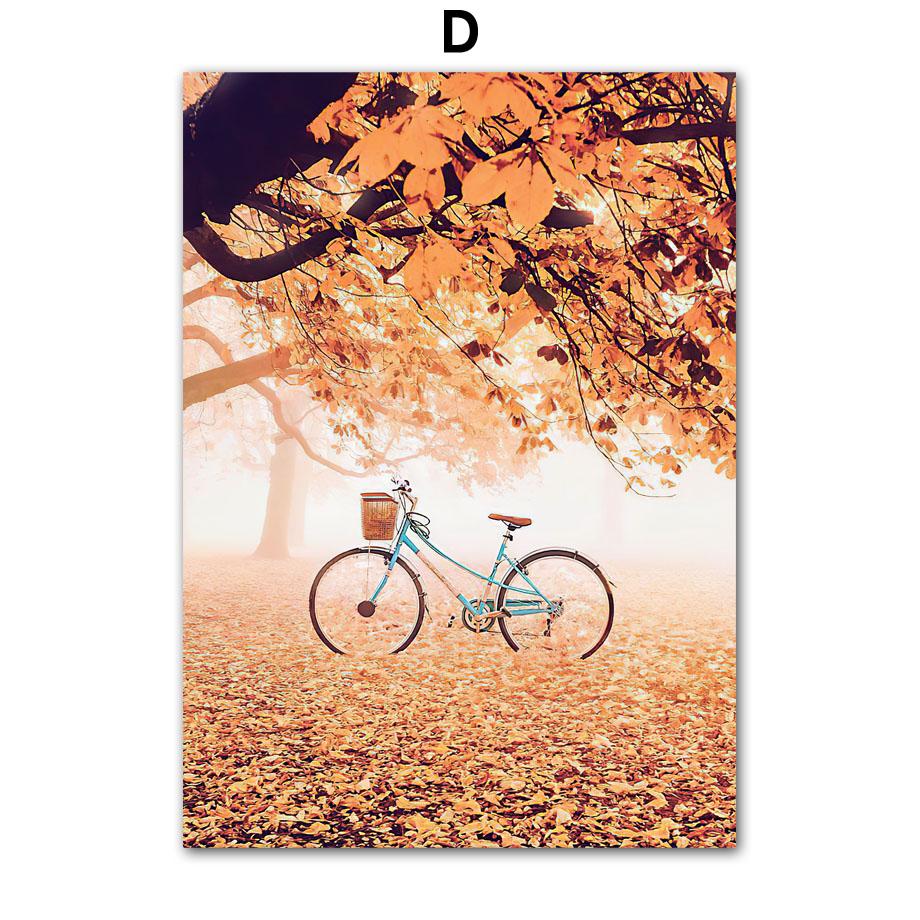 Deer Fox Cabin Flowers Leaves Autumn Landscape Posters Prints Canvas Painting Nordic Wall Art Pictures For Living Room Decor