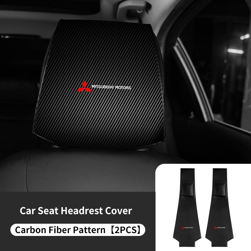 sdbf9 1/2PCS Leather Car Seat Headrest Protective Cover Interior Accessories For Mitsubishi Outlander Lancer Cross Colt Xpander Mirage