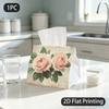 1pc Tissue Box, Vintage Pink Roses Delicate Elegance Pattern, 2D Flat Printing, Crafted with Strong Polyester, Folds Flat, Tissue Organizer, for Vehic