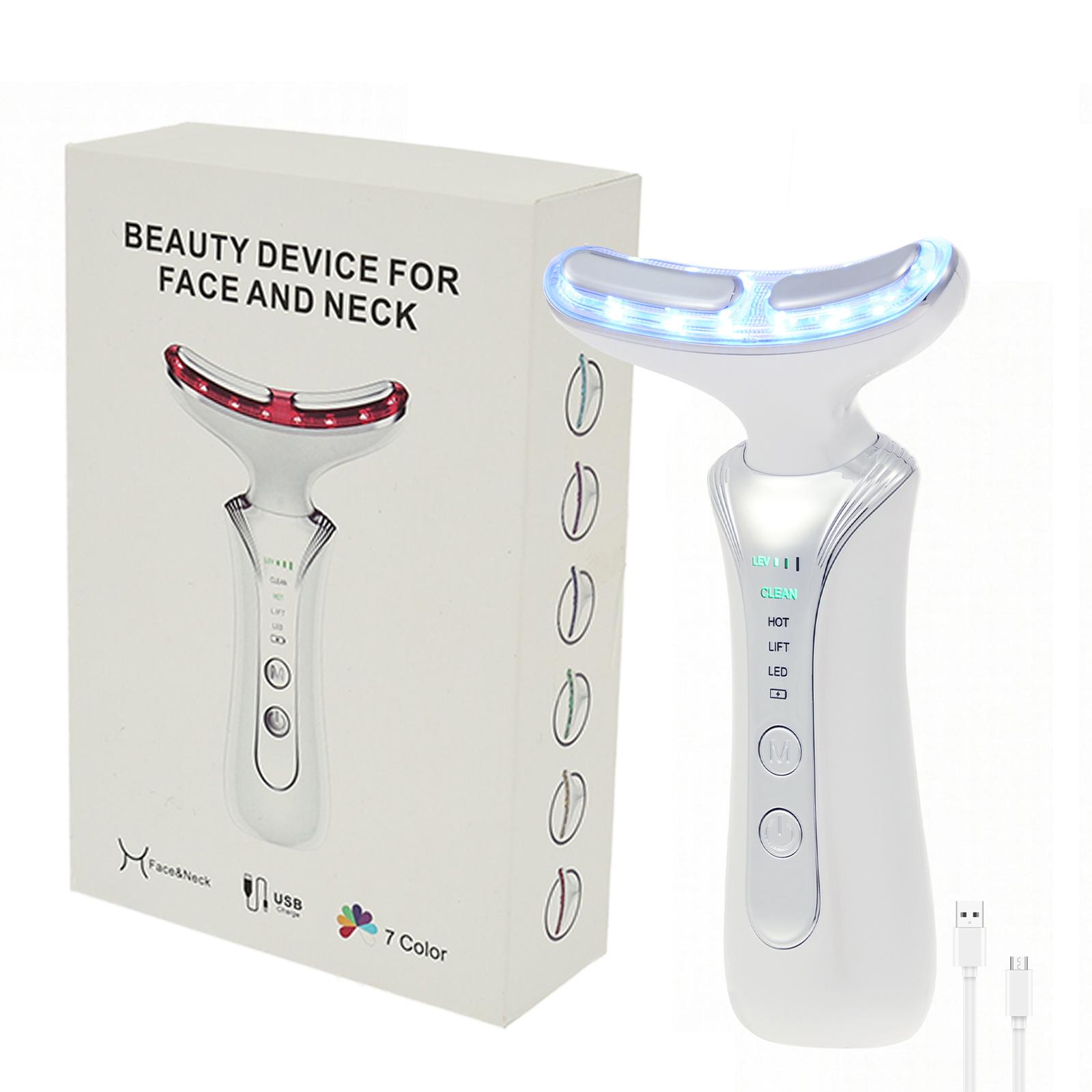 

Facial Massager Red Light Technology with 4 Modes Neck Beauty Device Face Lifting Firming Tighten Skin Care Tool білий