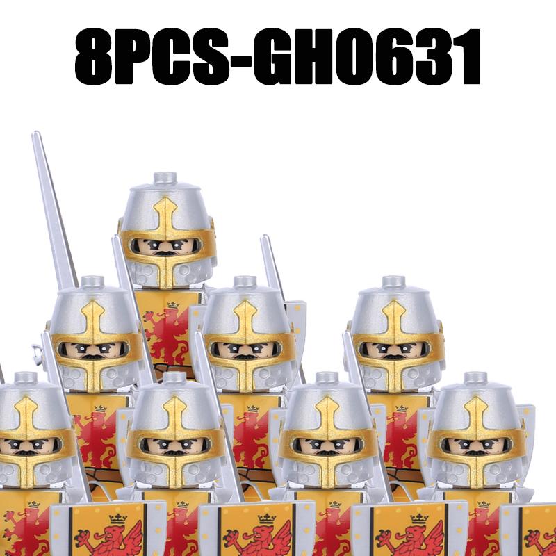 Medieval Military Europe King Soldier Figures Building Blocks Castle Lion Knight Sword Infantry Weapon Warrior Bricks Toys Gifts