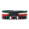Hinweis 2 Stück/Packung Herren Armband Set Handgemacht Nationalflaggenfarbe A-Qualität 4mm Schnur Armband Obsidian Armband Pulseras Para Hombre