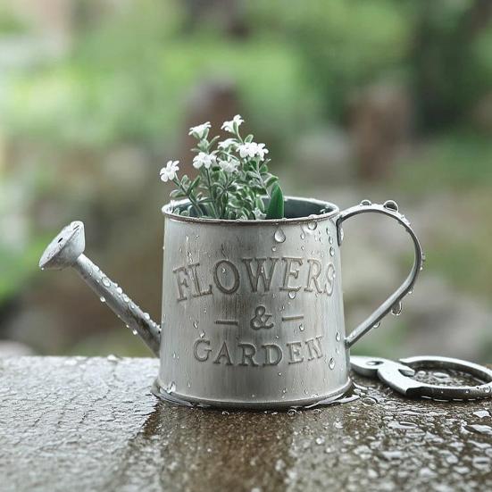 Vintage Metal Watering Can Distressed Watering Can with Long Spout Small Watering Pot for Indoor Outdoor Gardening