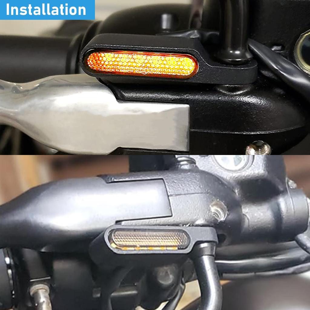 KSHOSIYOK LED Turn Signals for Mini Universal Position Light Motorcycles, Handlebar, Flowing, Sequential, Ultra-Small, Micro, E-Mark, Waterproof, M8,