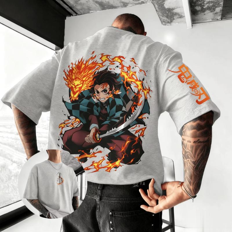Unisex Summer Oversized Demon Slayer Anime Graphic T Shirt Man Women Short Sleeve Tee Cotton Streetwear Casual Tops Fashion Y2k