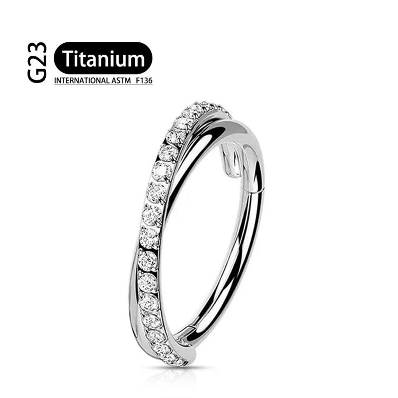 

G23 16G Титан CZ Ряд Конч Кольцо для носа Хуп для хряща Дейт Трагус Хеликс Мочка Серьга на шарнире Сегмент Кликер Пирсинг Циркон 1.2x10mm