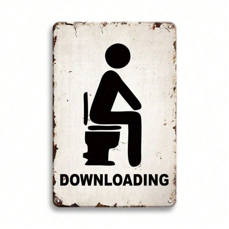Metal Wall Art Poster, 2D Funny Retro Sign for Toilet