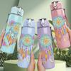 1PC Dreamcatcher Floral Colorful Art 750ml Color Plastic Sports Water Bottle Leakproof Flip Straw Lid Suitable for Sports Office Home Use