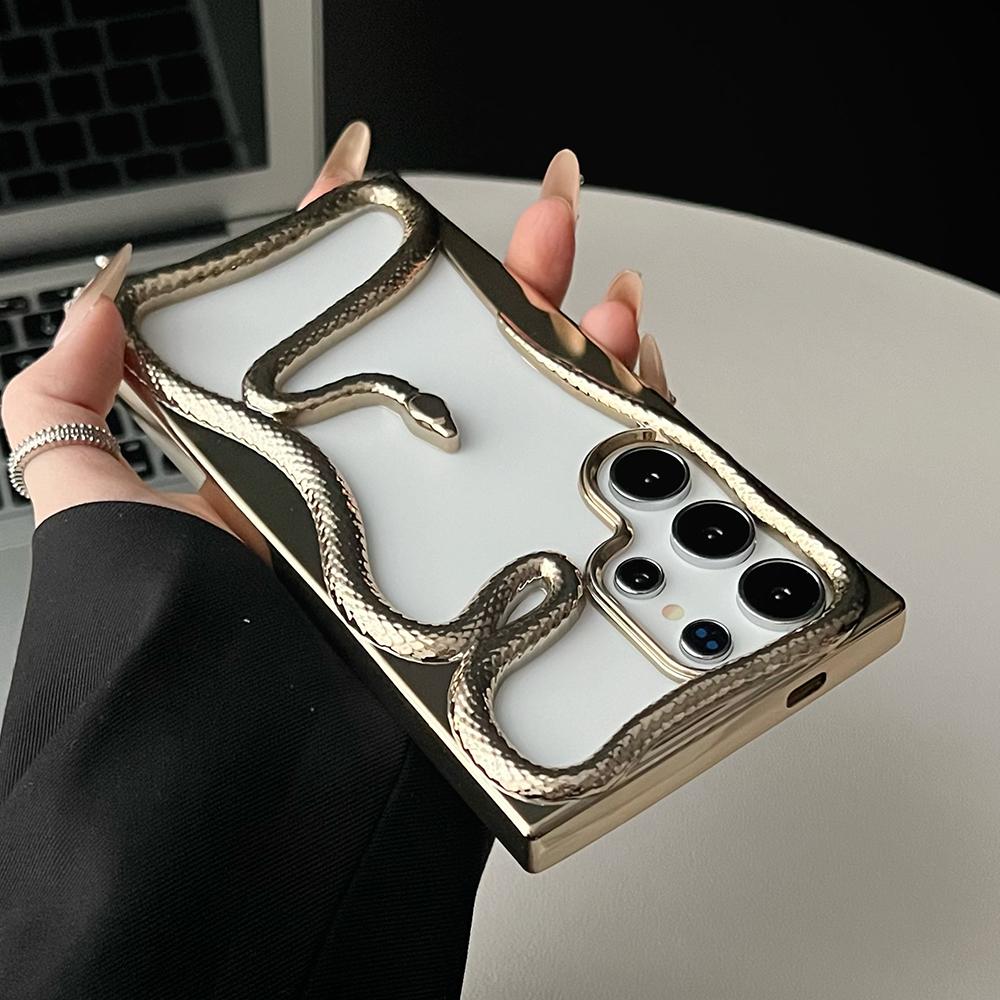 Hollow 3D Snake Phone Case For Samsung S25 Ultra S24 S23 S22 A56 A36 A26 A16 A55 A54 5G Heat Dissipation Soft Cover funda