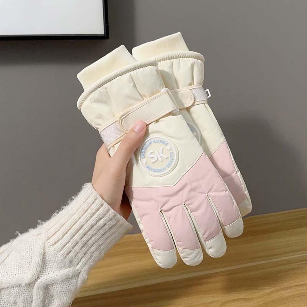 Oxford Cloth Plush Thickened Gloves Coral Fleece Unisex Windproof Gloves  Cycling