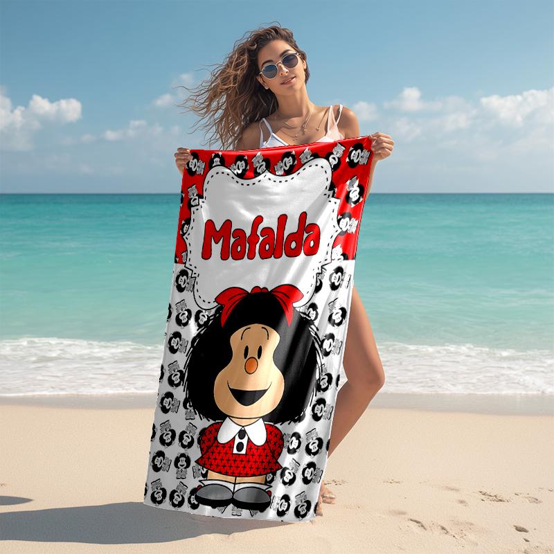 1pc Mafalda1 Beach Towel, Comfortable and Thick, and Swimming/Bath/Picnic/Camping Towel, Suitable for Seaside Beaches
