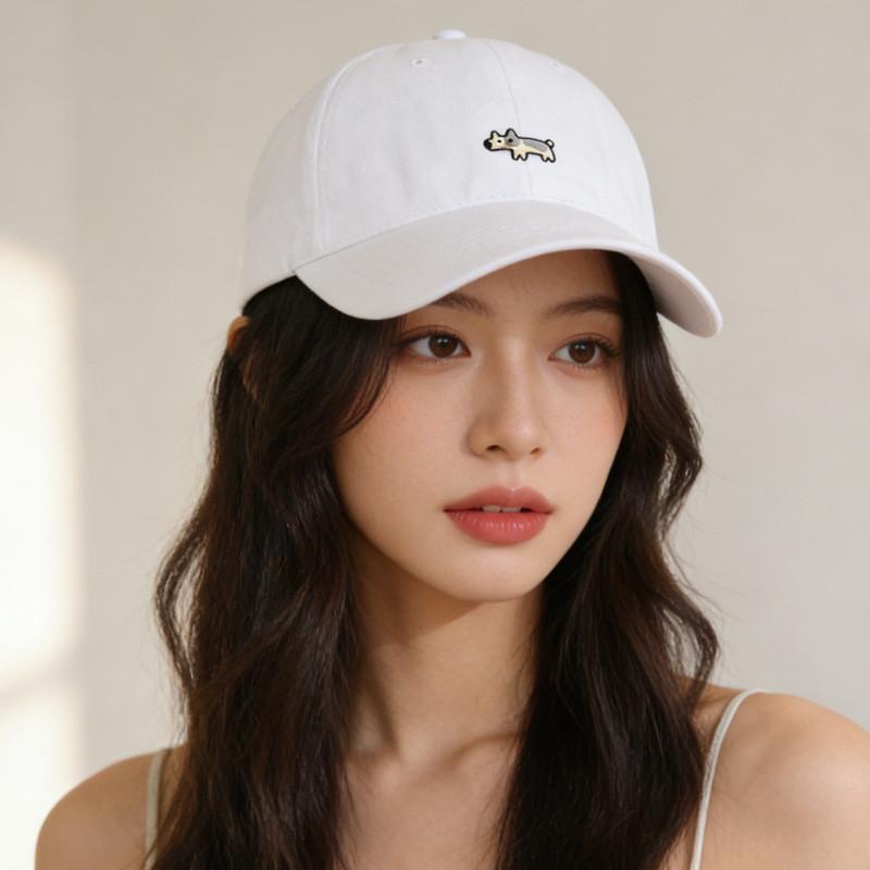 Classic Dog Embroidered Baseball Cap With Wide Brim For Sun Protection And Casual Wear