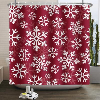 Kerst Douchegordijn Sneeuwvlok Sneeuwpop Winterbos Badkamer Badkuip Decoratie Waterdichte Stof Met Haken