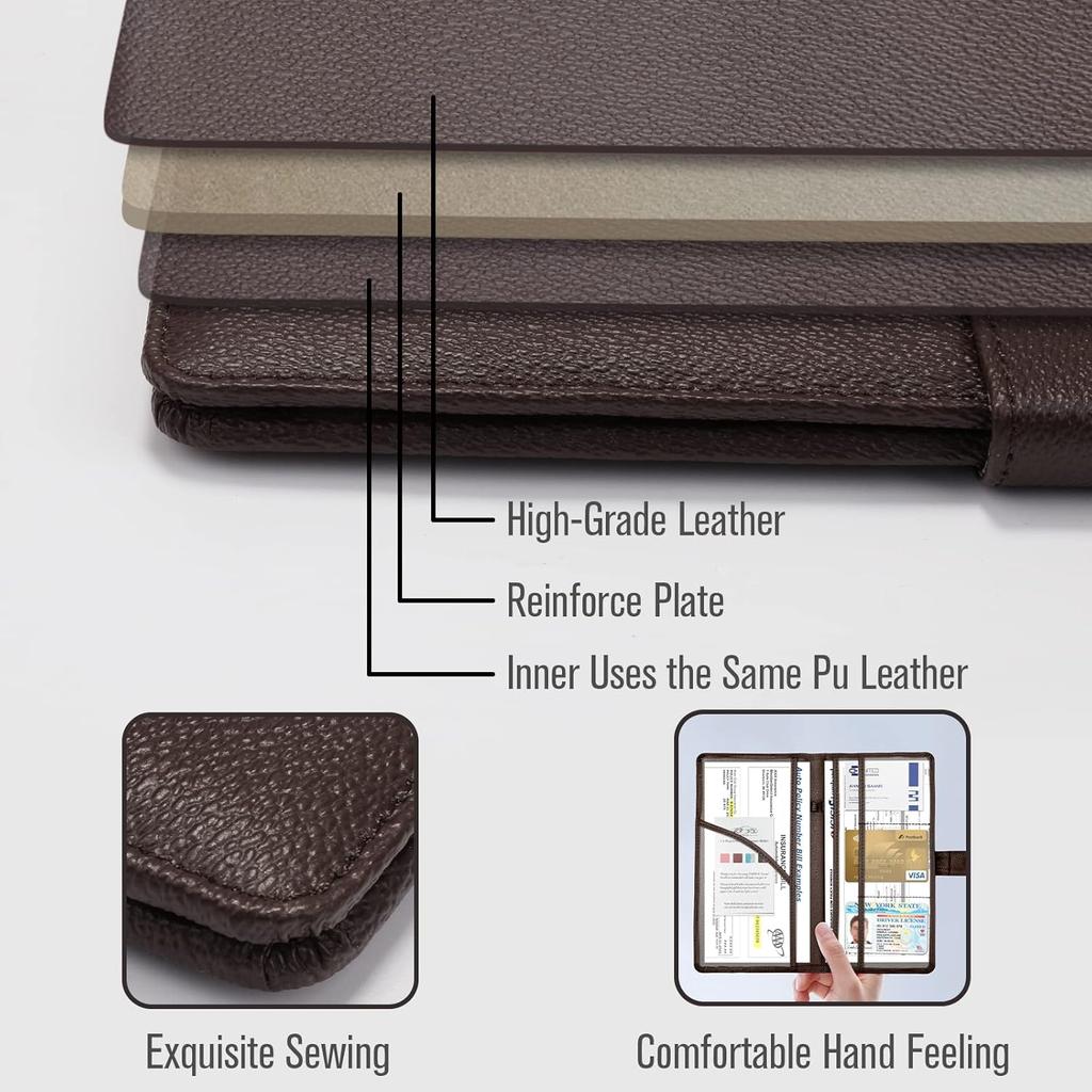 Foryou Car Registration And Urance Holder With Magnetic Closure, Auto Truck Document Vehicle Glove Box Paperwork Organizer Wallet For Accessories