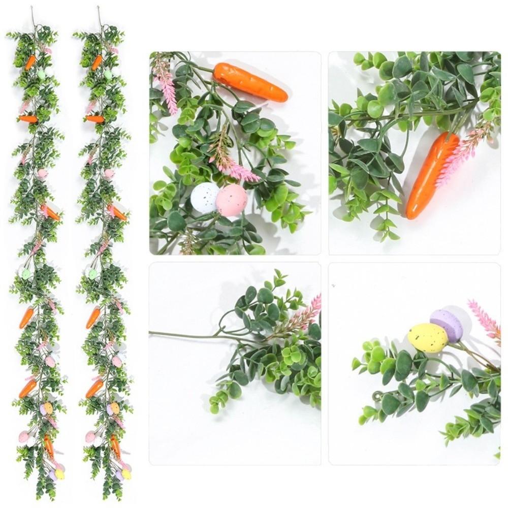 Artificial Easter Egg Garland with Egg Carrot Wreath Creative Spring Vine Flower  Easter Decoration