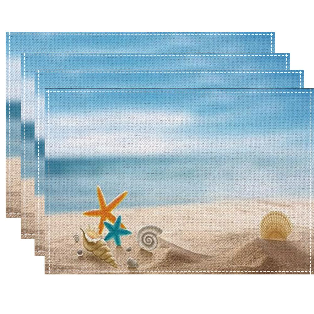 Beach Theme Placemats Set Perfect Gift for Women Unique Birthday Present for Beach Lovers Nautical Style Tabletop Decor