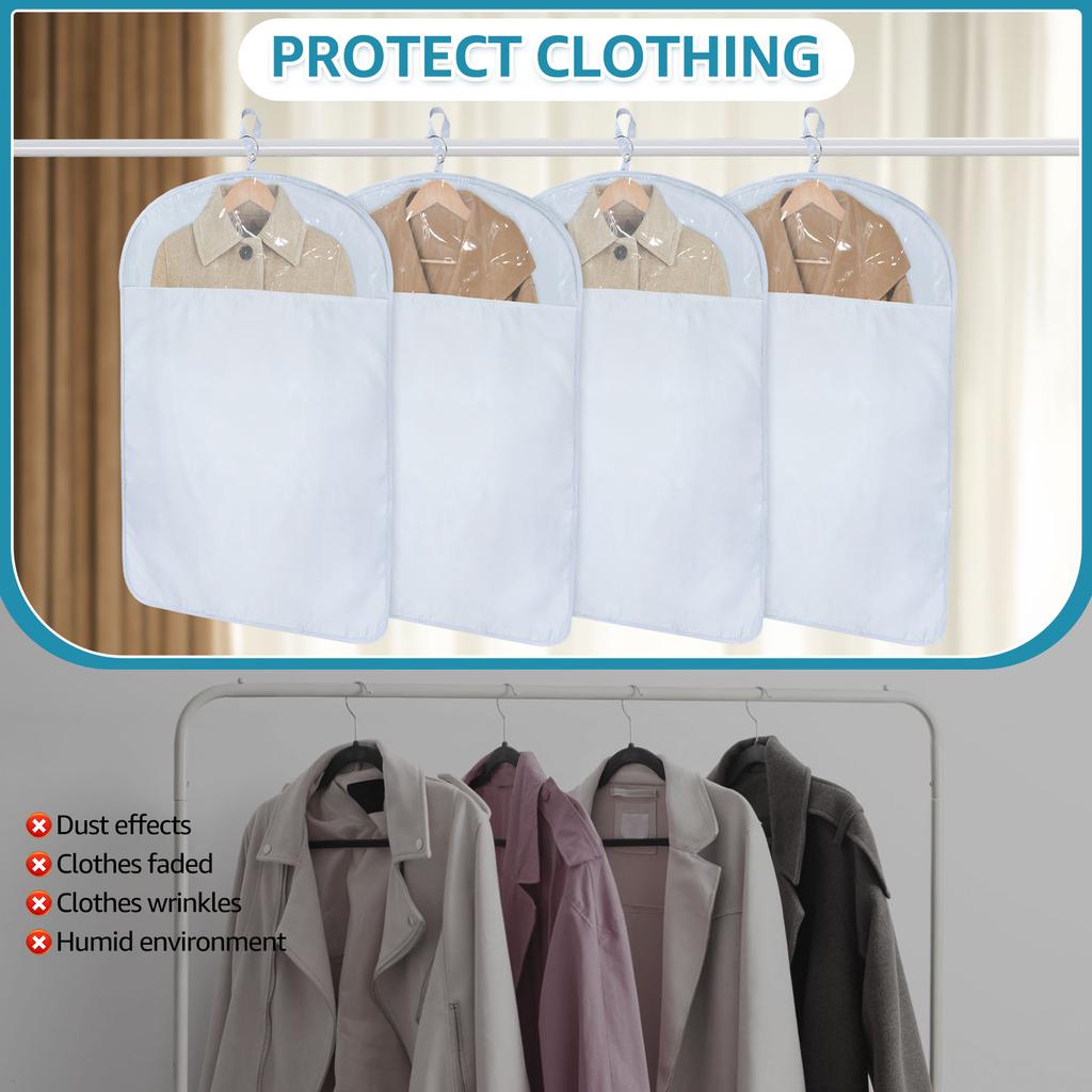 Dust Proof Garment Protector Cover Bag Hanging Garment Bag with Side Opening Zipper Moisture Proof Vacuum Bag for Coat Jacket